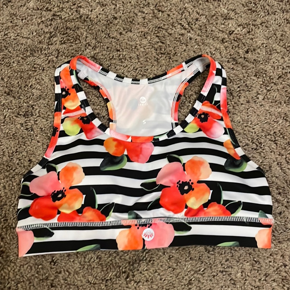 Colorful, fun, flower sports bra